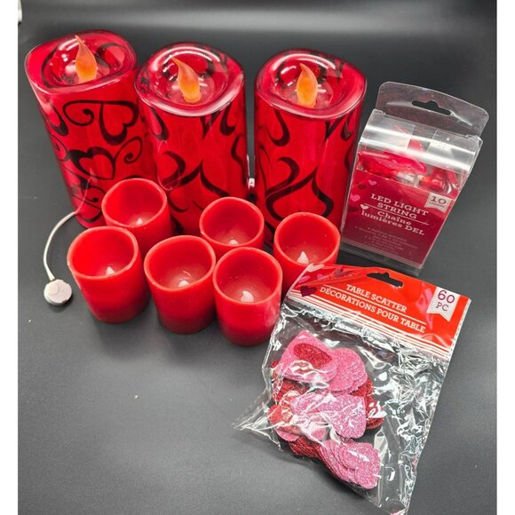 Valentines Day Decor Set With LED Light Candles String Lights & Hearts VL1800 - Picture 2 of 13